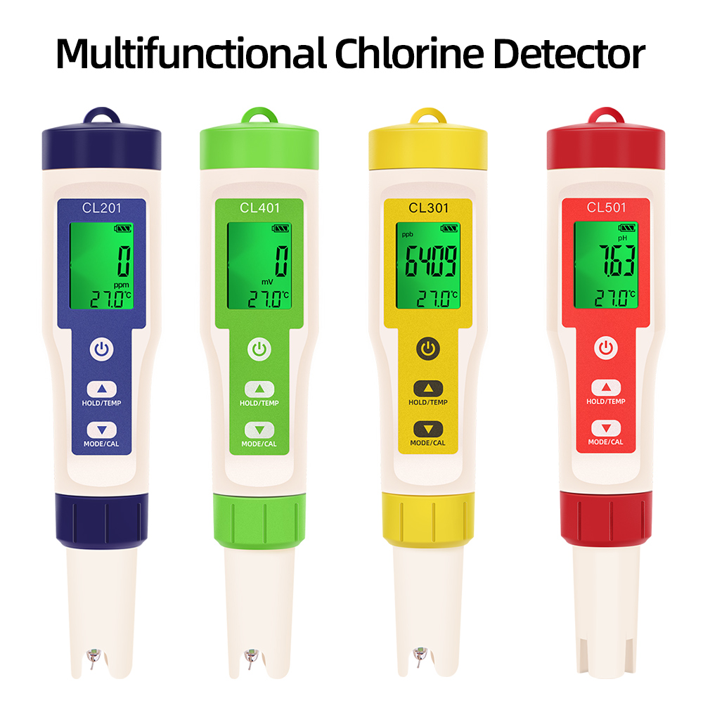 Marine Aquarium Water Testing - PH/CL2/H2/ORP/Temperaturmessgerät, Chlordetektor, digitaler Wasserqualitätstester für Pools,