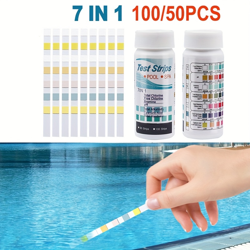 Marine Aquarium Water Testing - 7-in-1 50/100 Stück Schwimmbad PH-Teststreifen Chlorwert